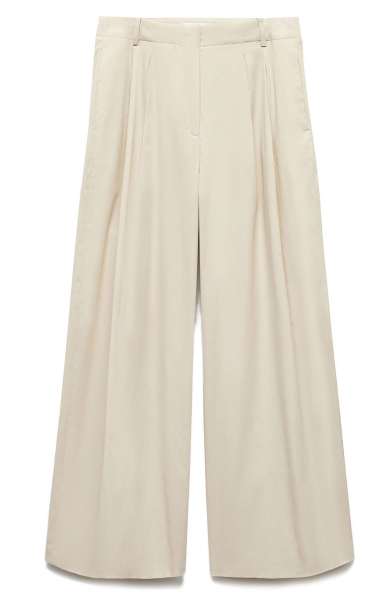 MANGO Pleated Wide Leg Pants, Alternate, color, 