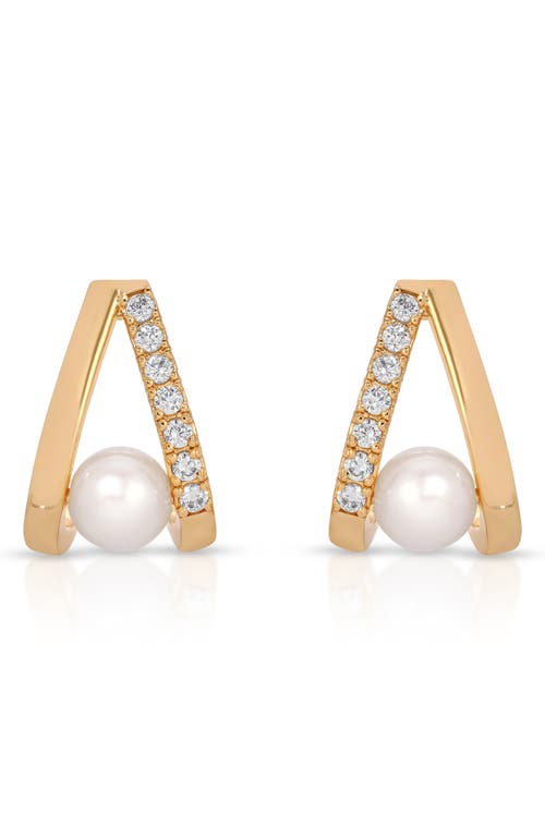 Ettika Pave And Mother Of Pearl Drop Earrings In Gold