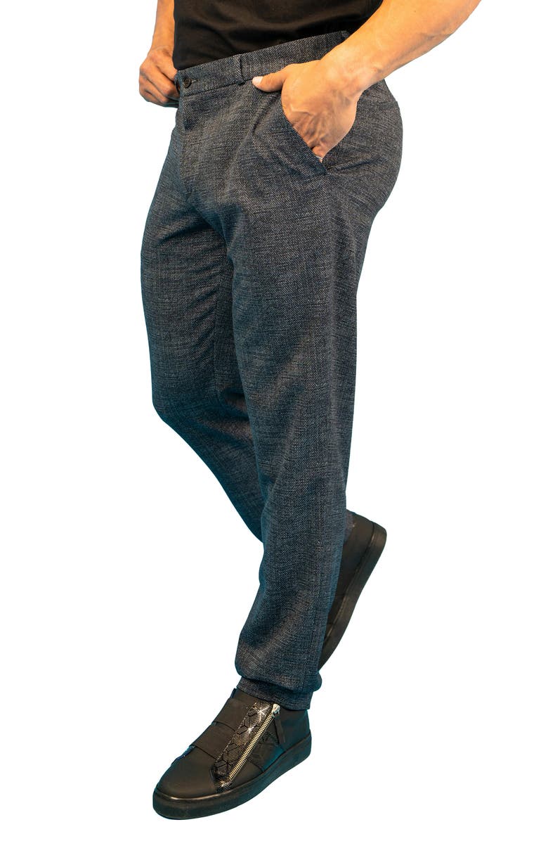 Maceoo Waves Blue Stretch Flat Front Pants, Alternate, color, 