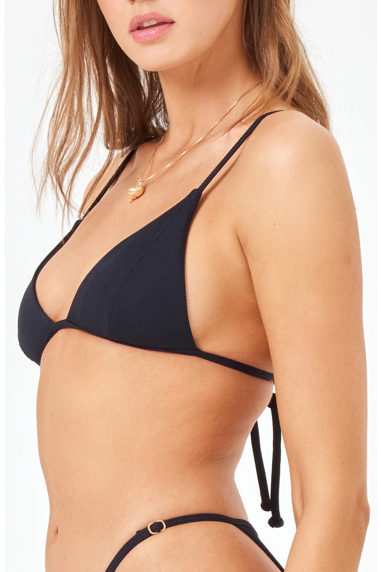 Lindsay Convertible Triangle Bikini Top, Alternate, color, BLACK