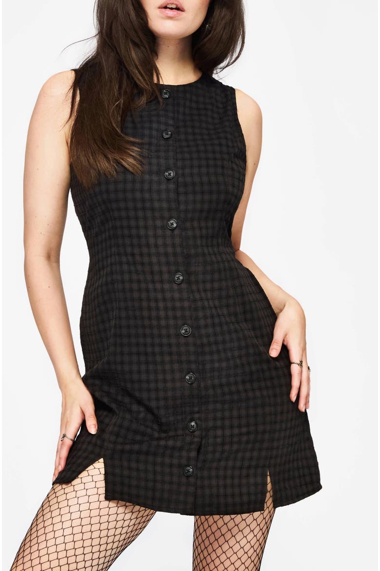 Ziggy Button Up Mini Dress, Alternate, color, Black