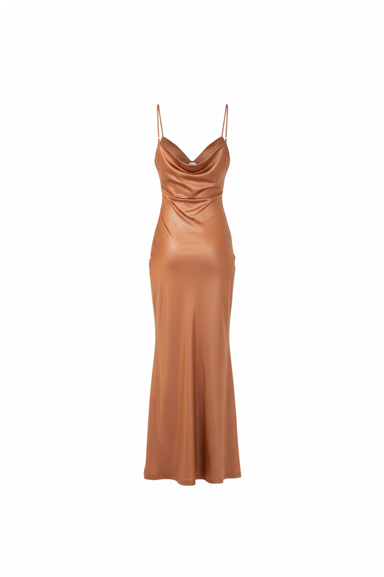 Collin Armless Mermaid Dress, Alternate, color, Brown