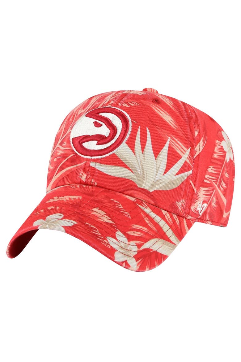 Men's '47 Red Atlanta Hawks Tropicalia Floral Clean Up Adjustable Hat, Main, color, Red