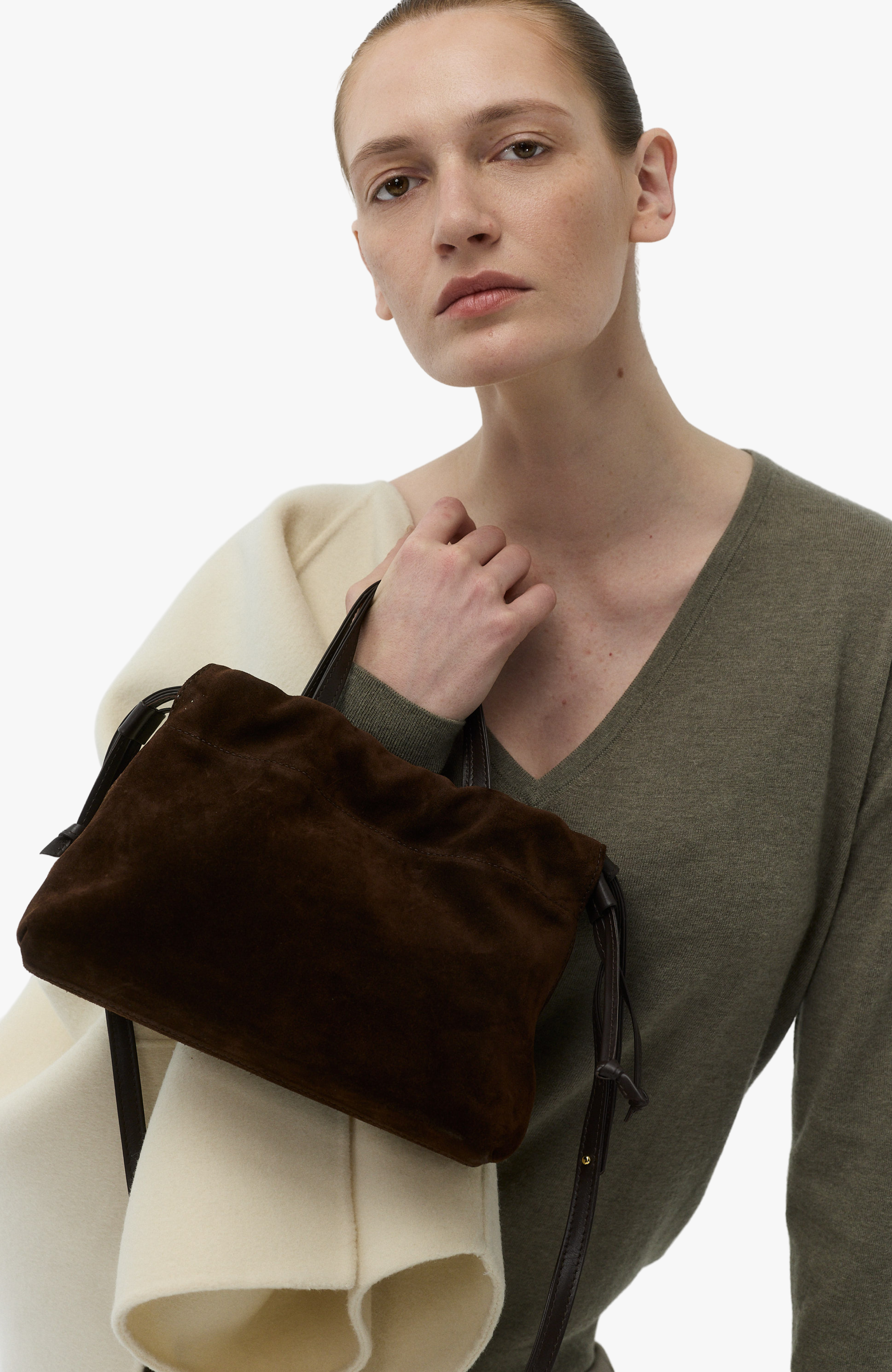 Mini Asisi Convertible Suede Crossbody, Alternate, color, Chocolate Suede