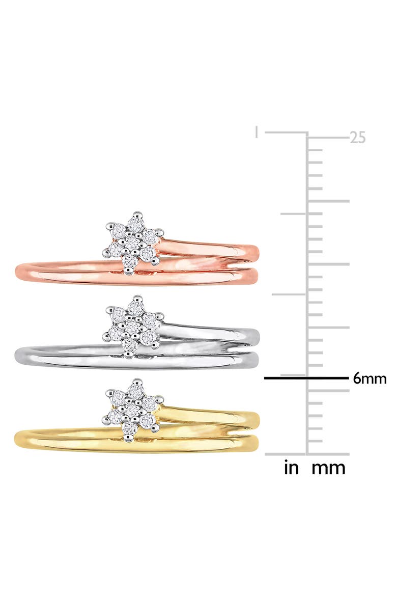 Set Of 3 Floral Diamond Rings - 0.21ct., Alternate, color, WHITE