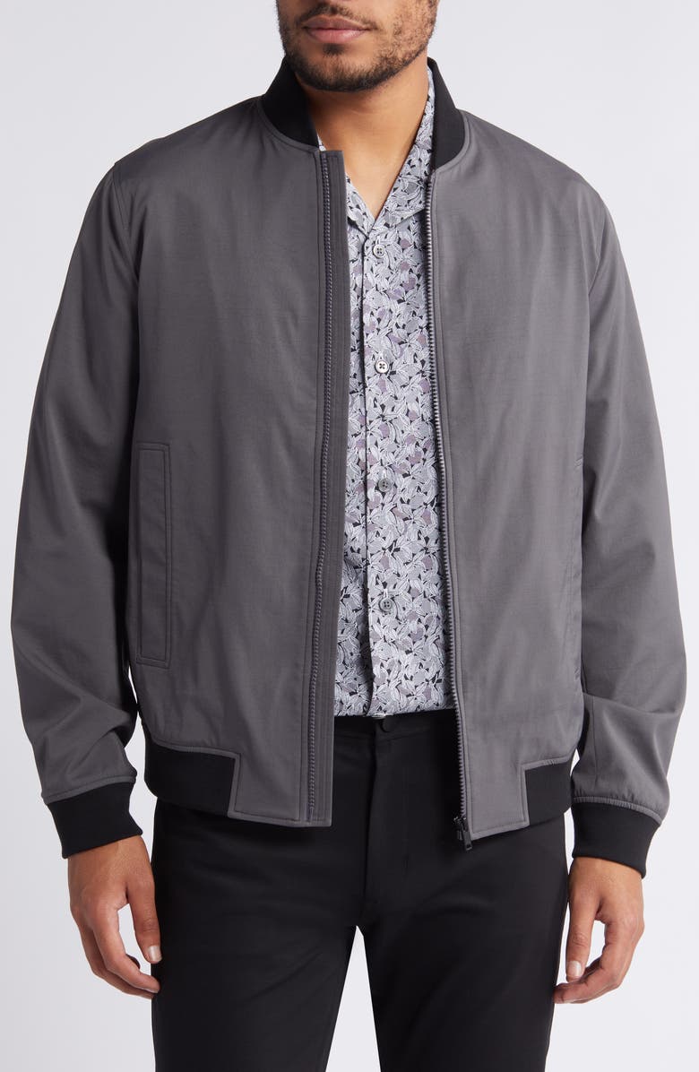 Theory Brenton Stretch Nylon Bomber Jacket, Main, color, 