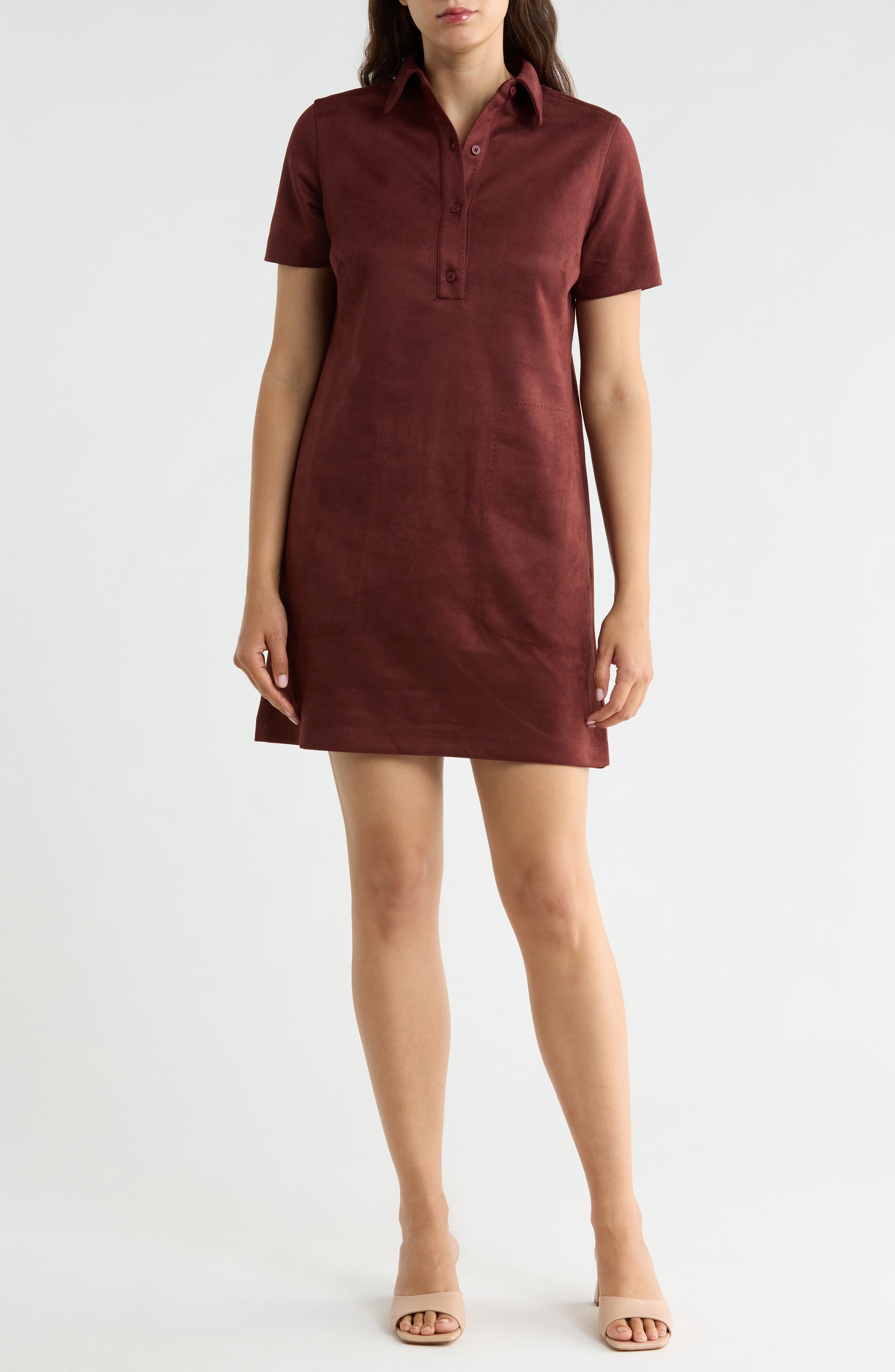 Faux Suede Shirtdress