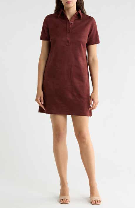 Faux Suede Shirtdress