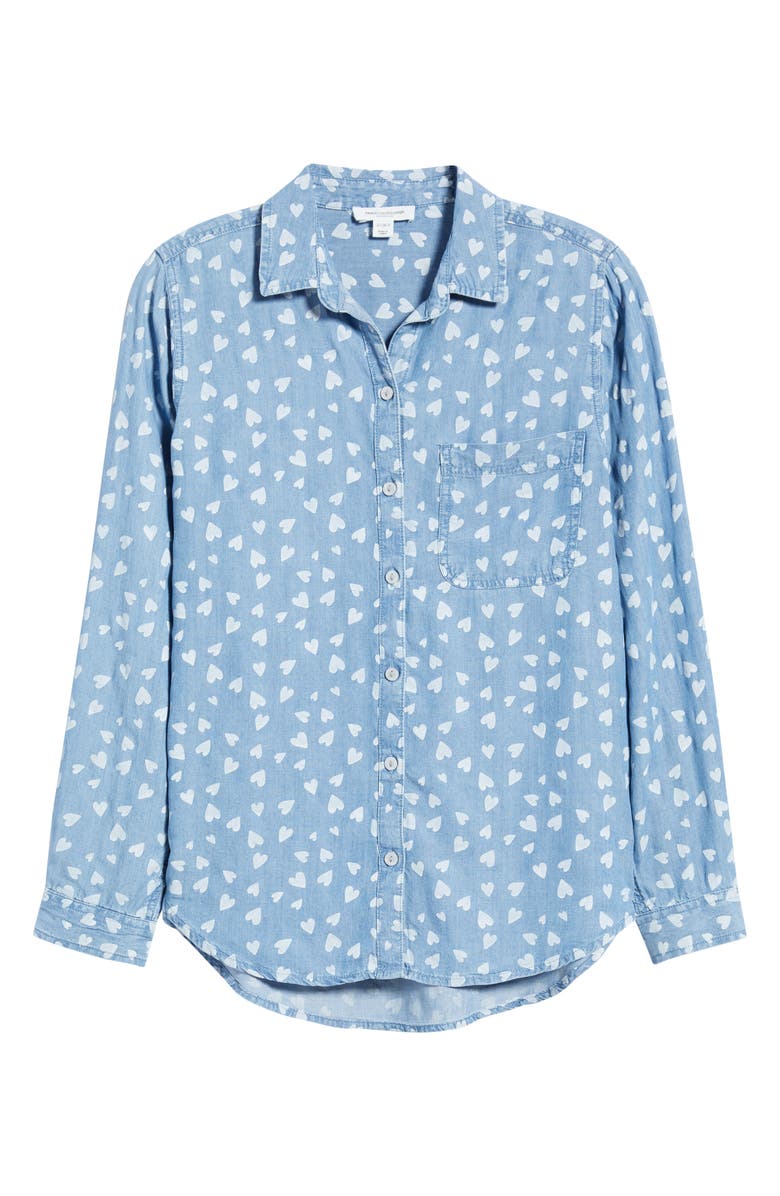 beachlunchlounge Cassie Chambray Button-Up Shirt, Alternate, color, Puppy Love