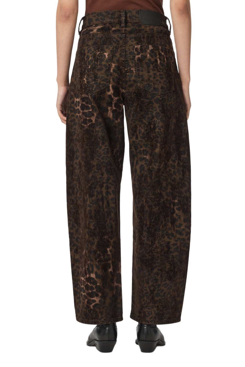 Sadie Leopard Print Barrel Leg Jeans, Alternate, color, LEPPO BROWN