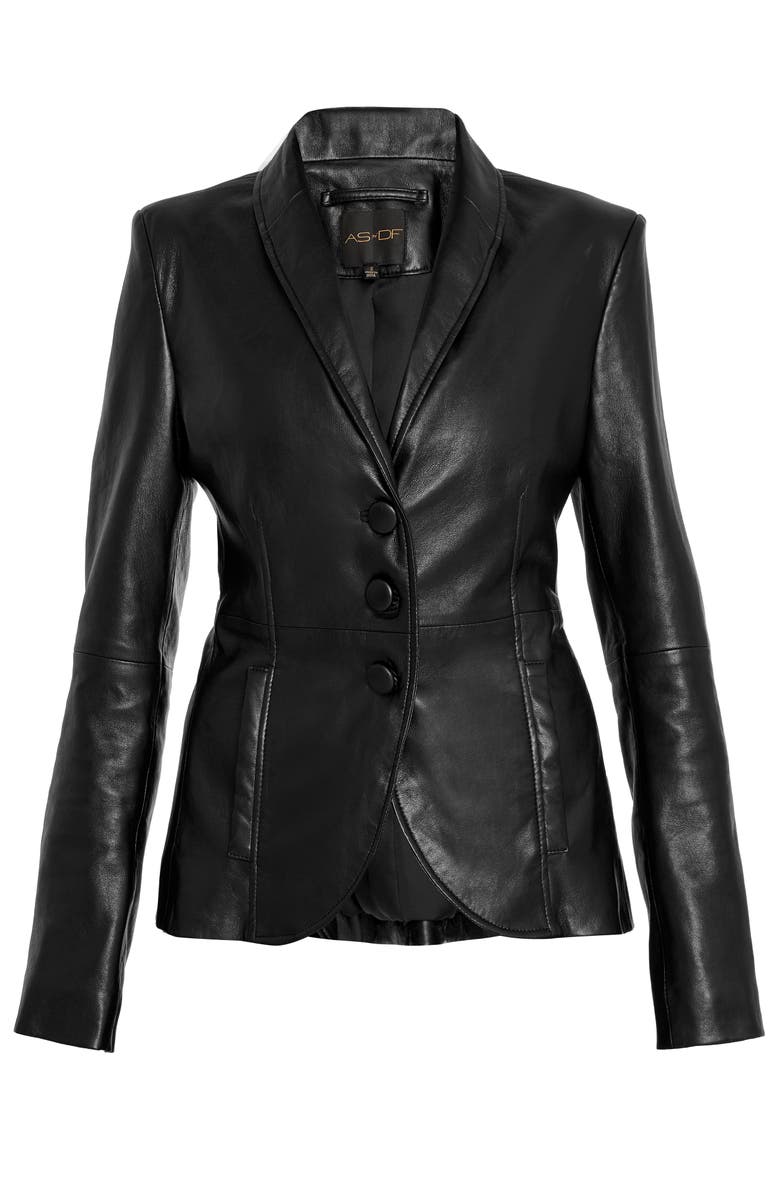 AS by DF Denise Upcycled Tailord Leather Blazer, Alternate, color, Black