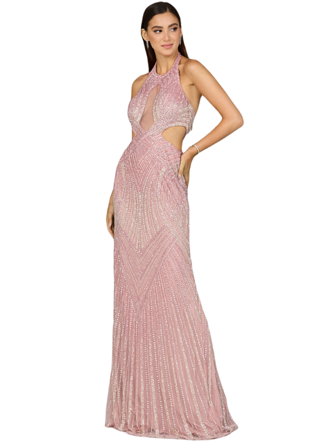 Halter Neck Beaded Dress with Cutouts