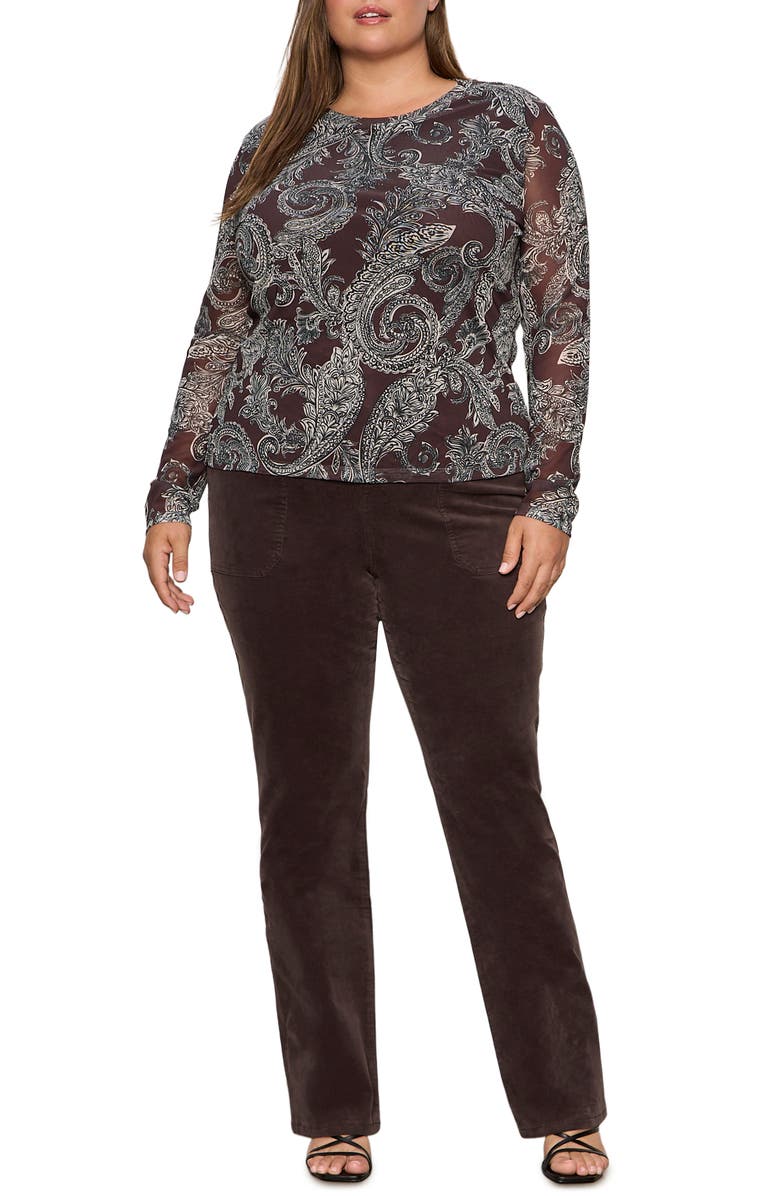 Sanctuary Perfect Long Sleeve Mesh Top, Alternate, color, Mineral Paisley