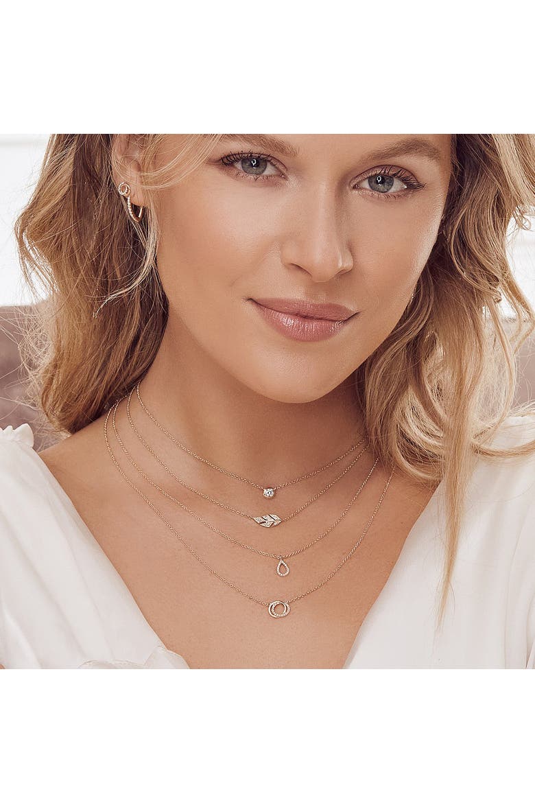 Natural Diamond Accented Love Knot Pendant Necklace 14k, Alternate, color, Yellow Gold