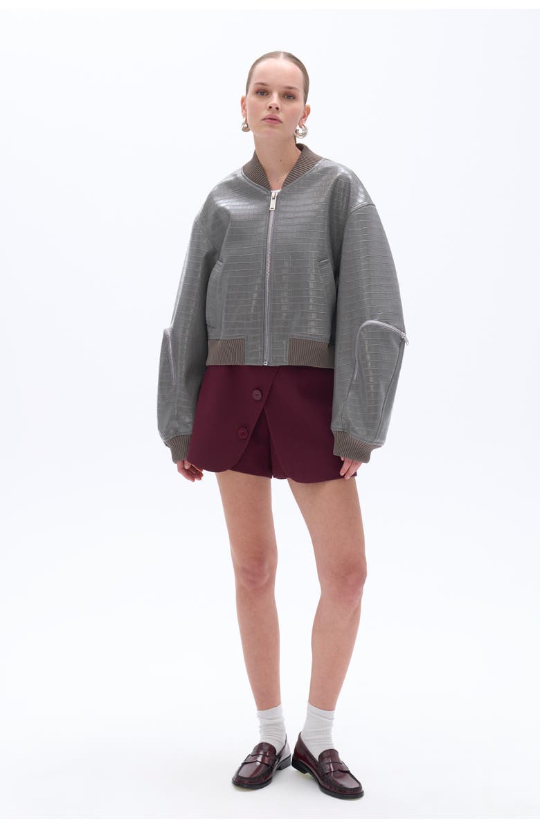 Nocturne Faux Leather Bomber Jacket, Alternate, color, 