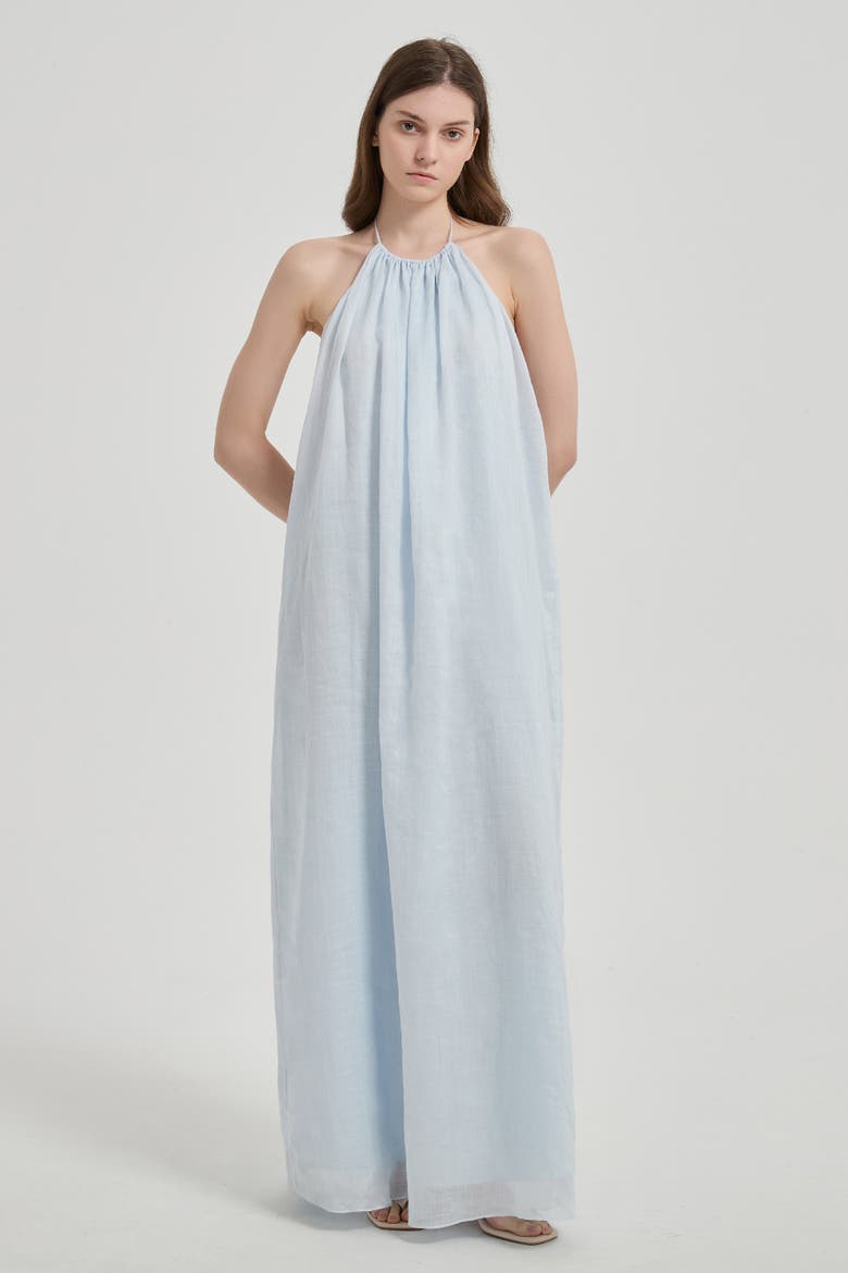 Elia Halter Ramie Maxi Dress, Main, color, Baby Blue