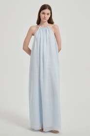 nuaje nuaje Elia Halter Ramie Maxi Dress