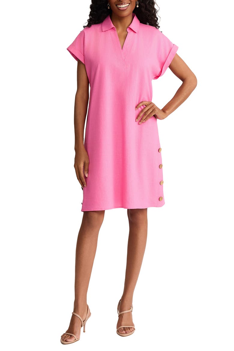 Linen Blend Shift Dress, Main, color, DUTCH PINK