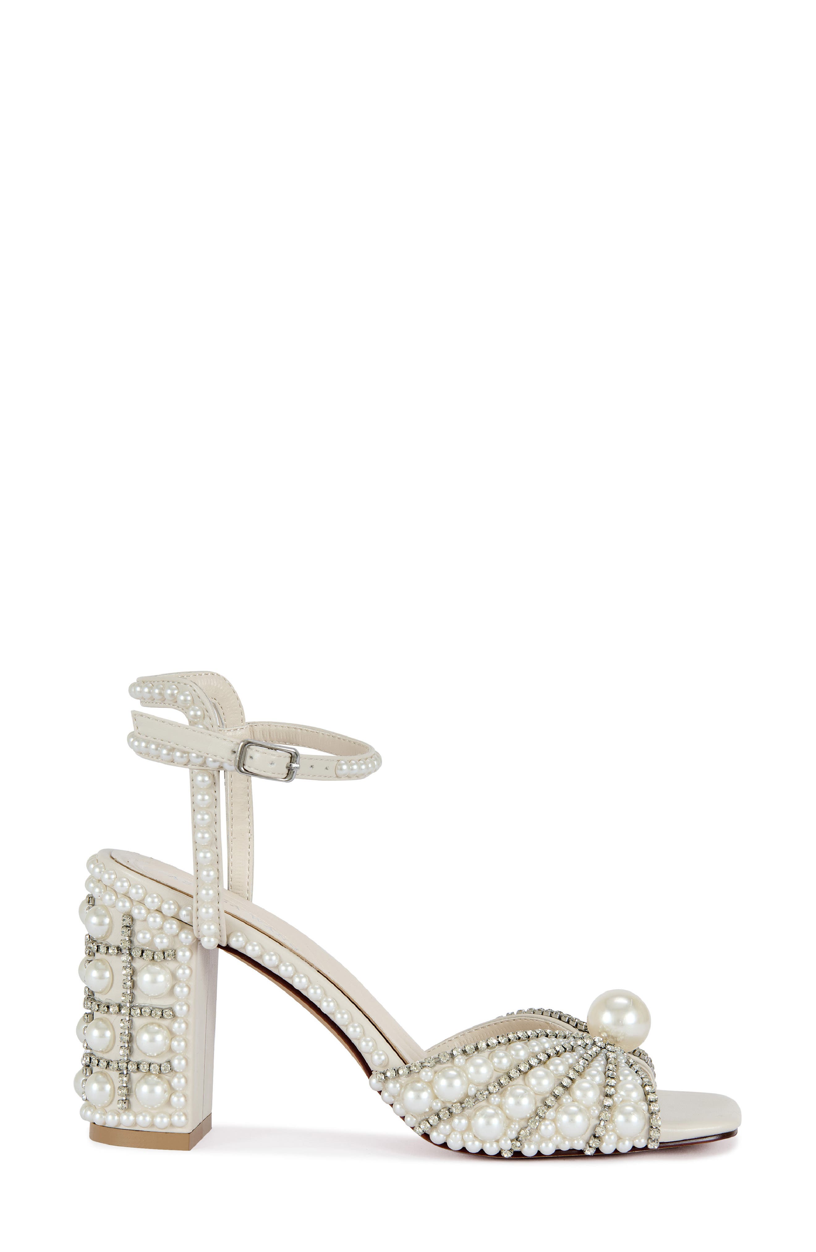 AZALEA WANG Esteva Crystal Studded Ankle Strap Sandal, Alternate, color, White