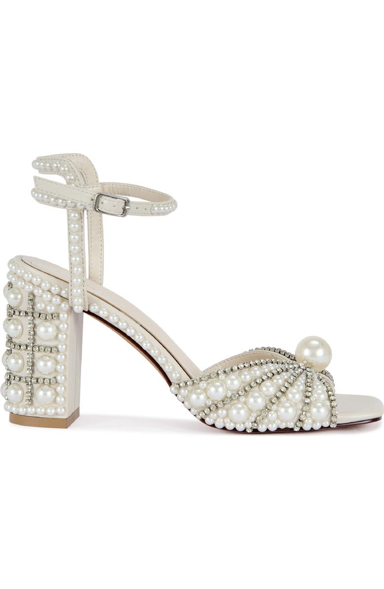 AZALEA WANG Esteva Crystal Studded Ankle Strap Sandal, Alternate, color, White