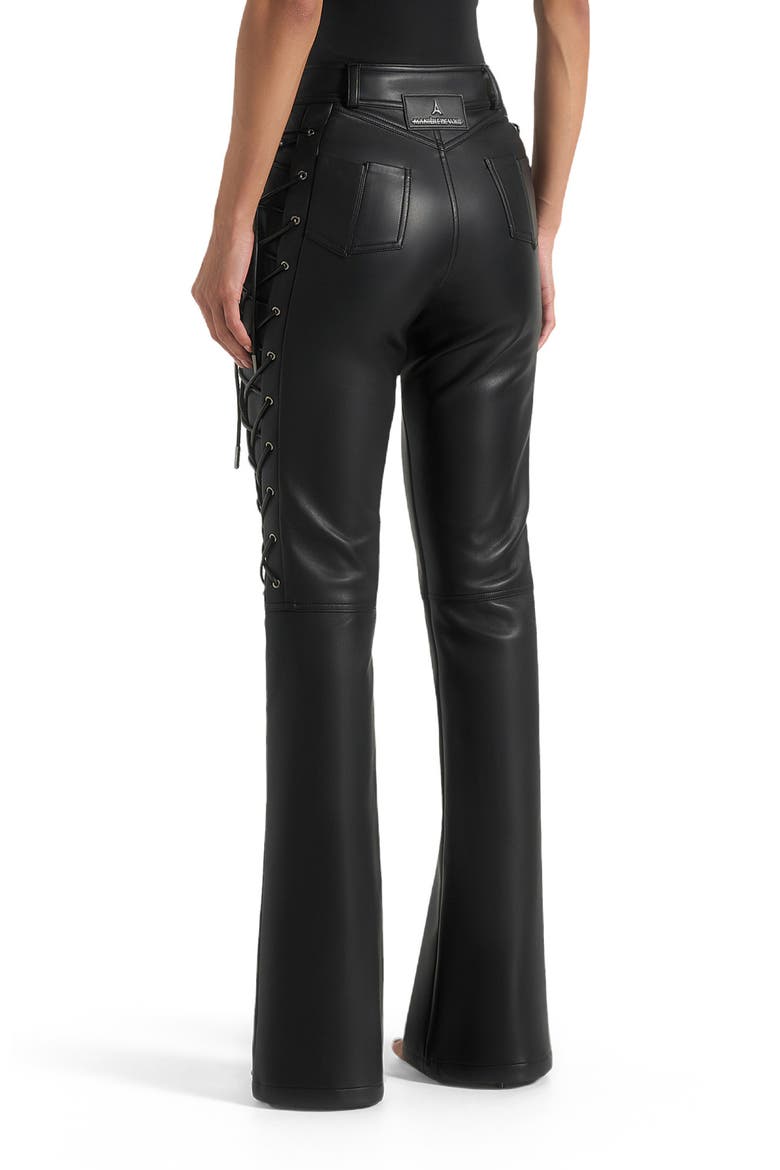 Ambre Leather Lace Up Flared Trousers, Alternate, color, Black