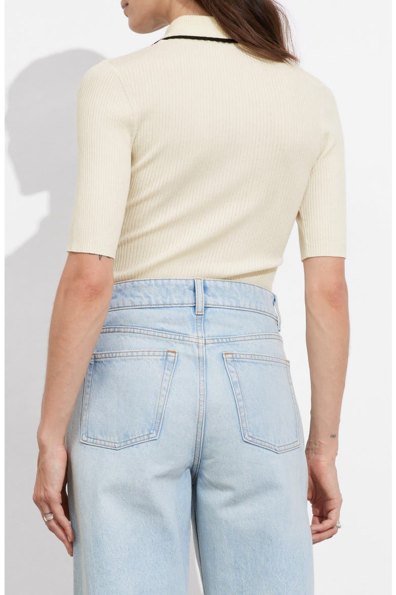 Rib Polo Sweater, Alternate, color, WHITE