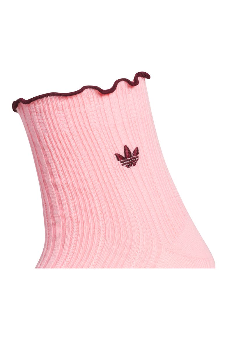 Gender Inclusive Valentines Assorted 3-Pack Lettuce Edge Ruffle Quarter Socks, Alternate, color, SHADOW RED/ PINK/ OFF WHITE