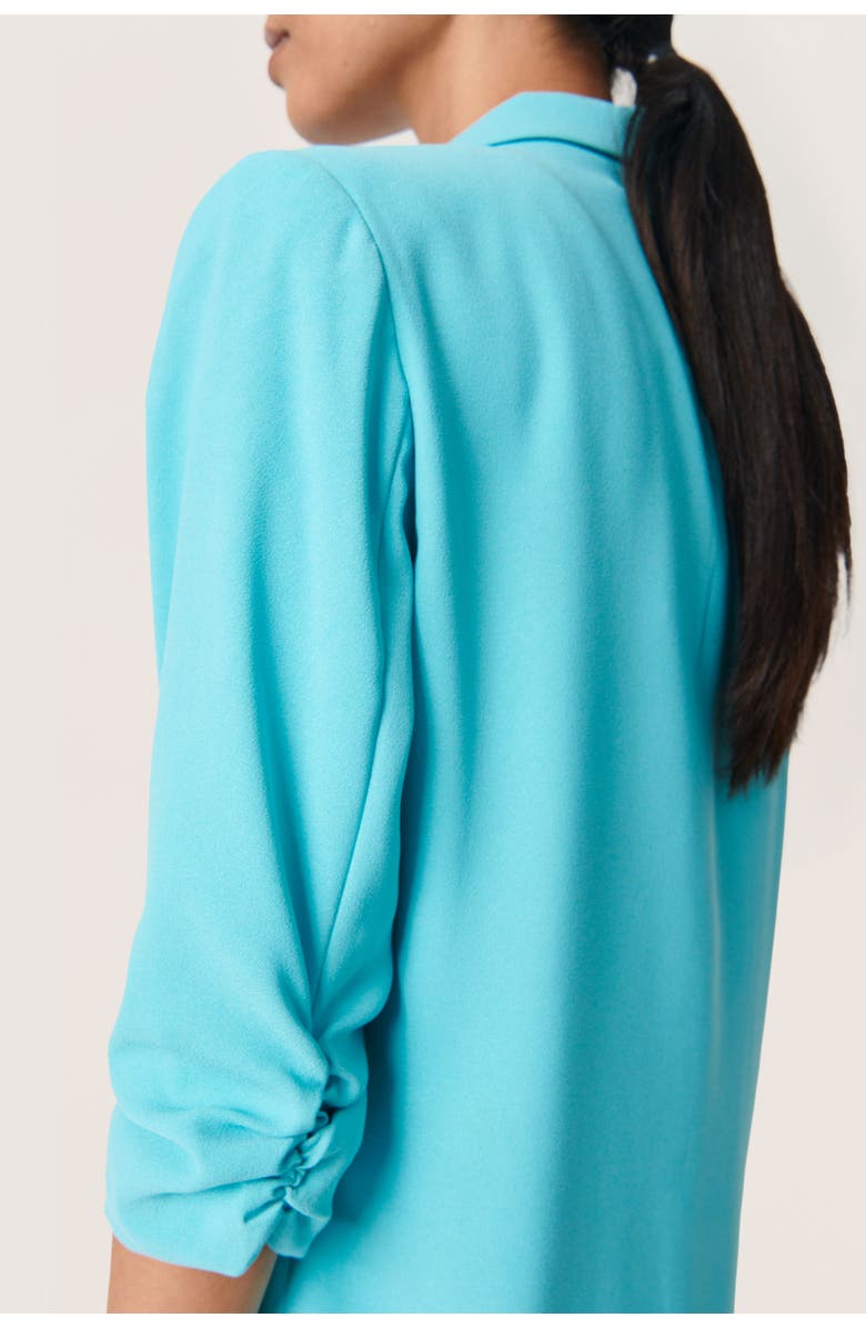 Soaked in Luxury Shirley 3/4 Sleeve Open Front Blazer, Alternate, color, Sea Jet