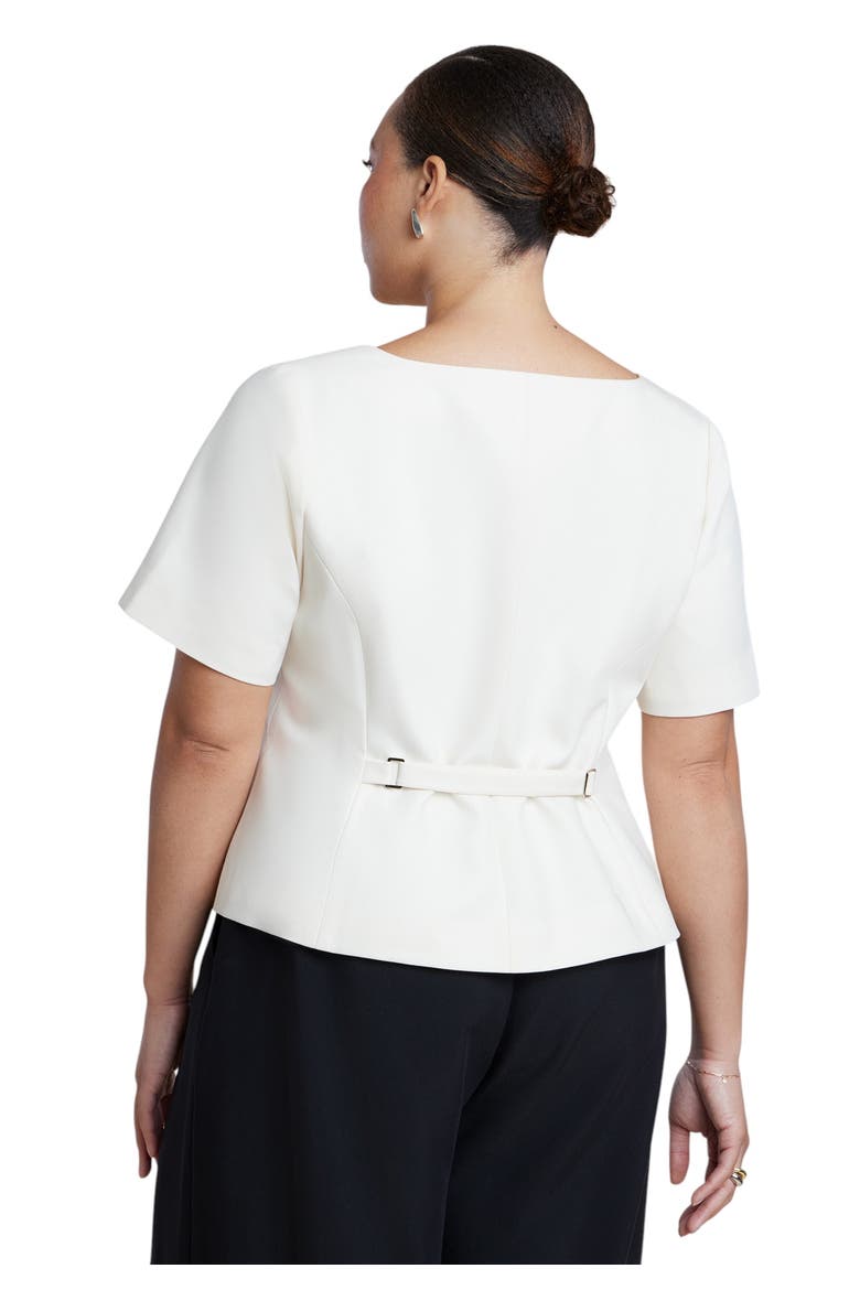 Cinched Waist Short Sleeve Blazer, Alternate, color, CREAM