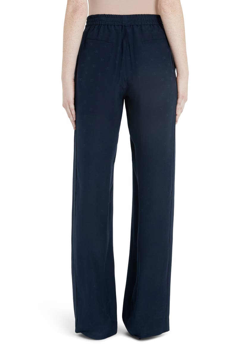 Logo Jacquard Silk Satin Wide Leg Pants, Alternate, color, 598-NAVY