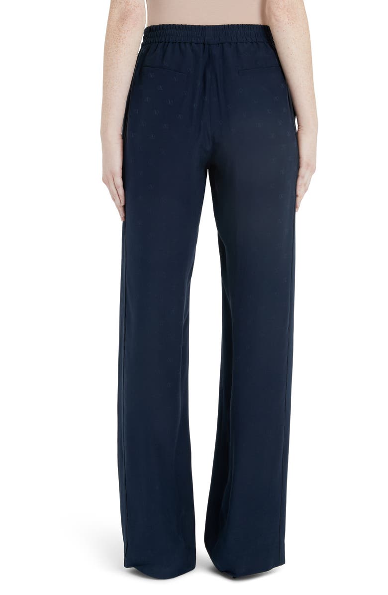 Valentino Logo Jacquard Silk Satin Wide Leg Pants, Alternate, color, 