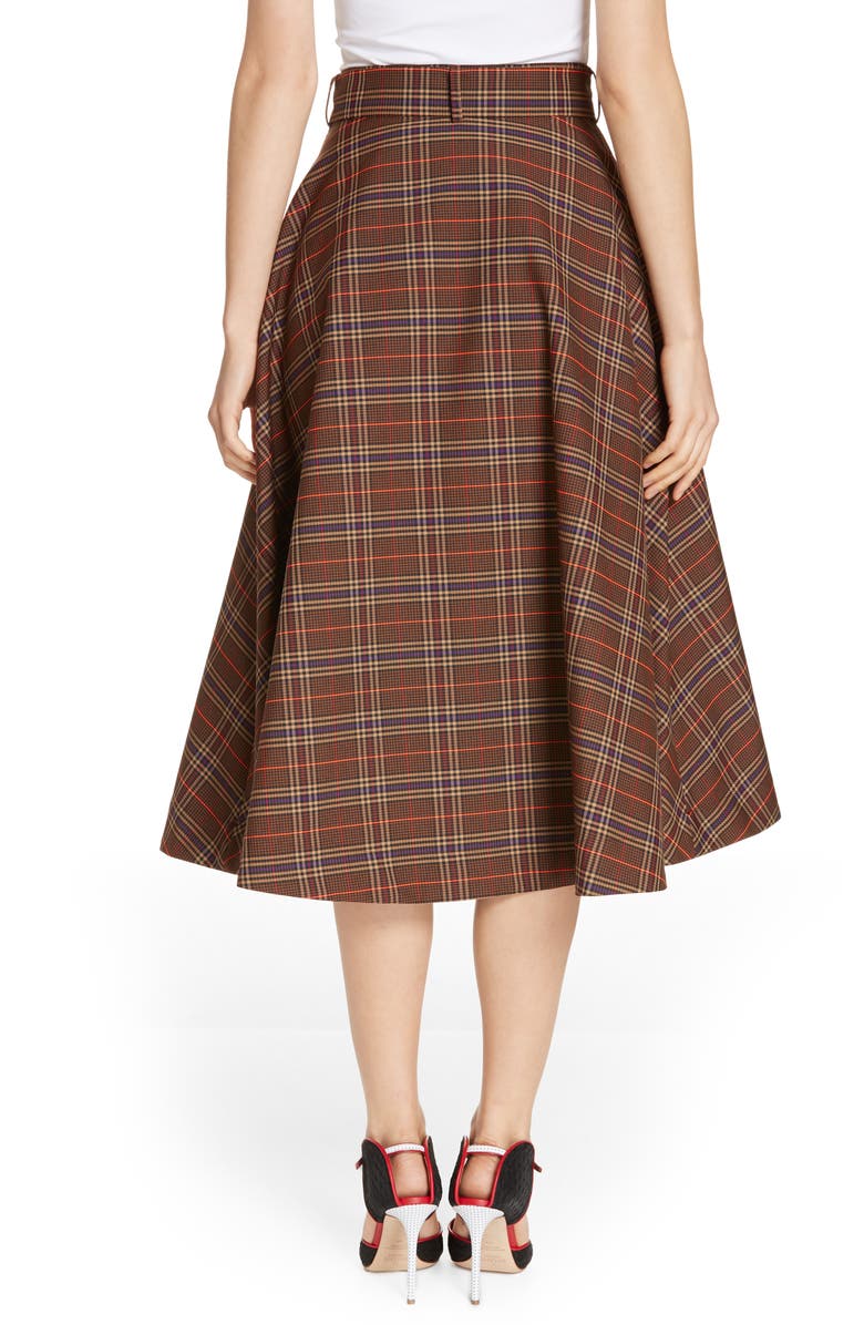 MSGM Tartan A-Line Midi Skirt, Alternate, color,