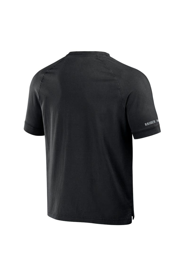Men's NFL x Darius Rucker Collection by Fanatics Black Las Vegas Raiders Washed Raglan Henley T-Shirt, Alternate, color, Black