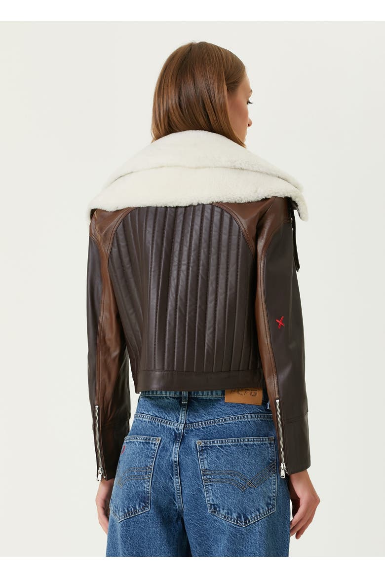 Double Collar Leather  Jacket, Alternate, color, BROWN