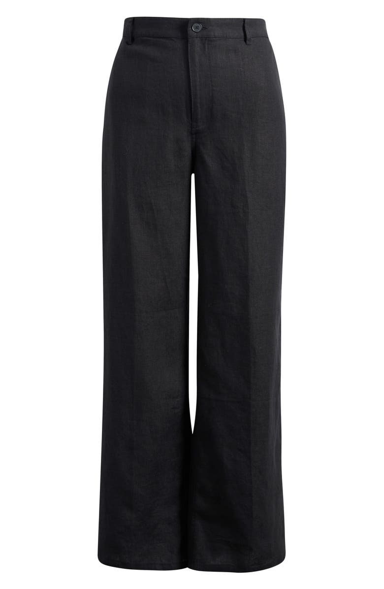 Madewell Zoe Relaxed Straight Leg Linen Pants, Main, color, Jet Black