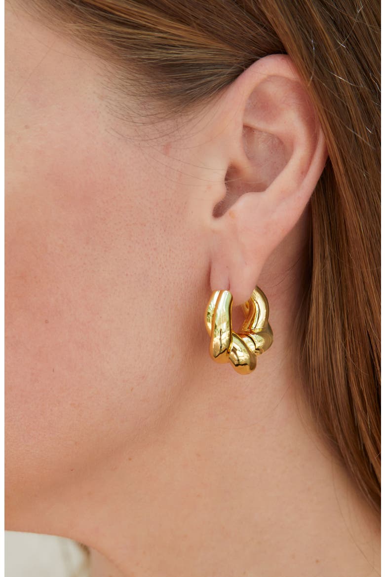 14K Gold Freeform Twist Hoop Earrings, Alternate, color, YELLOW