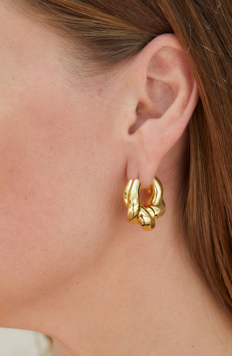 SAVVY CIE JEWELS 14K Gold Freeform Twist Hoop Earrings, Alternate, color, Yellow