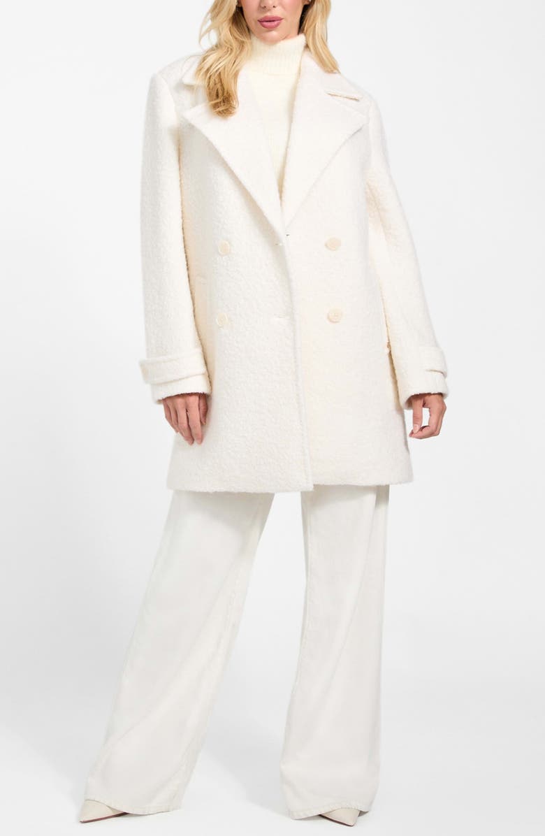 GUESS Leona Wool Blend Peacoat, Alternate, color, White