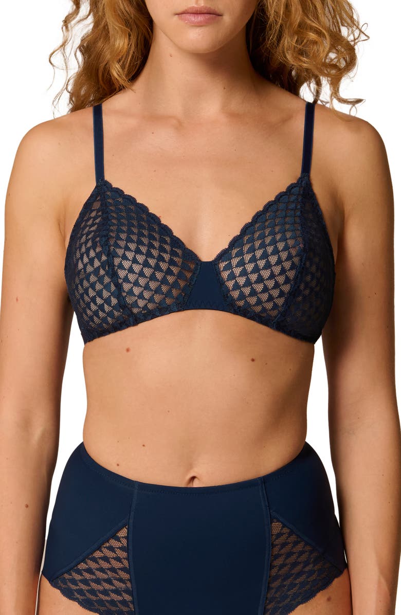 Simone Perele Subtile Triangle Wirefree Bra, Main, color, Midnight