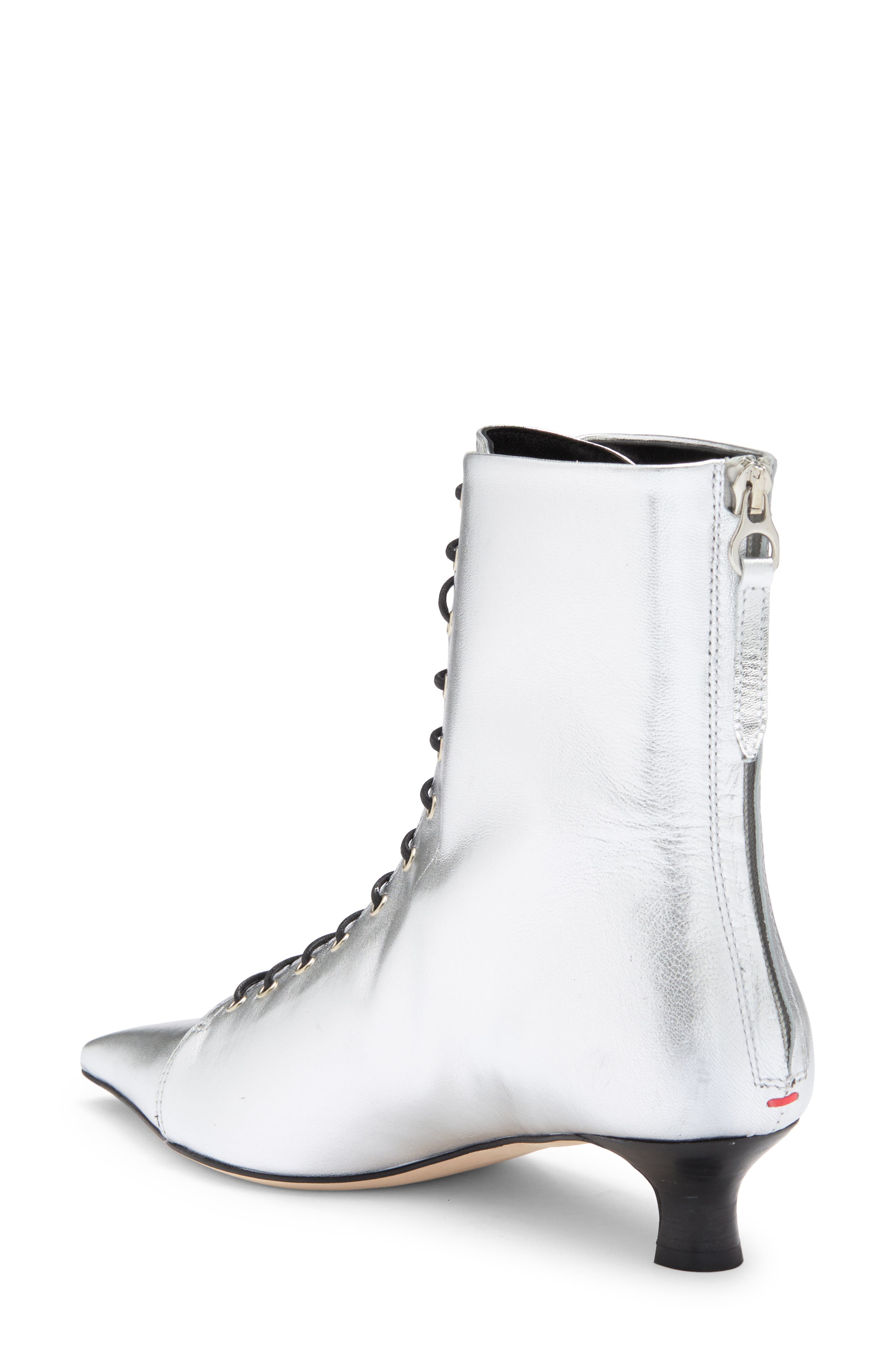 aeyde Trixi Metallic Leather Lace-Up Bootie, Alternate, color, 