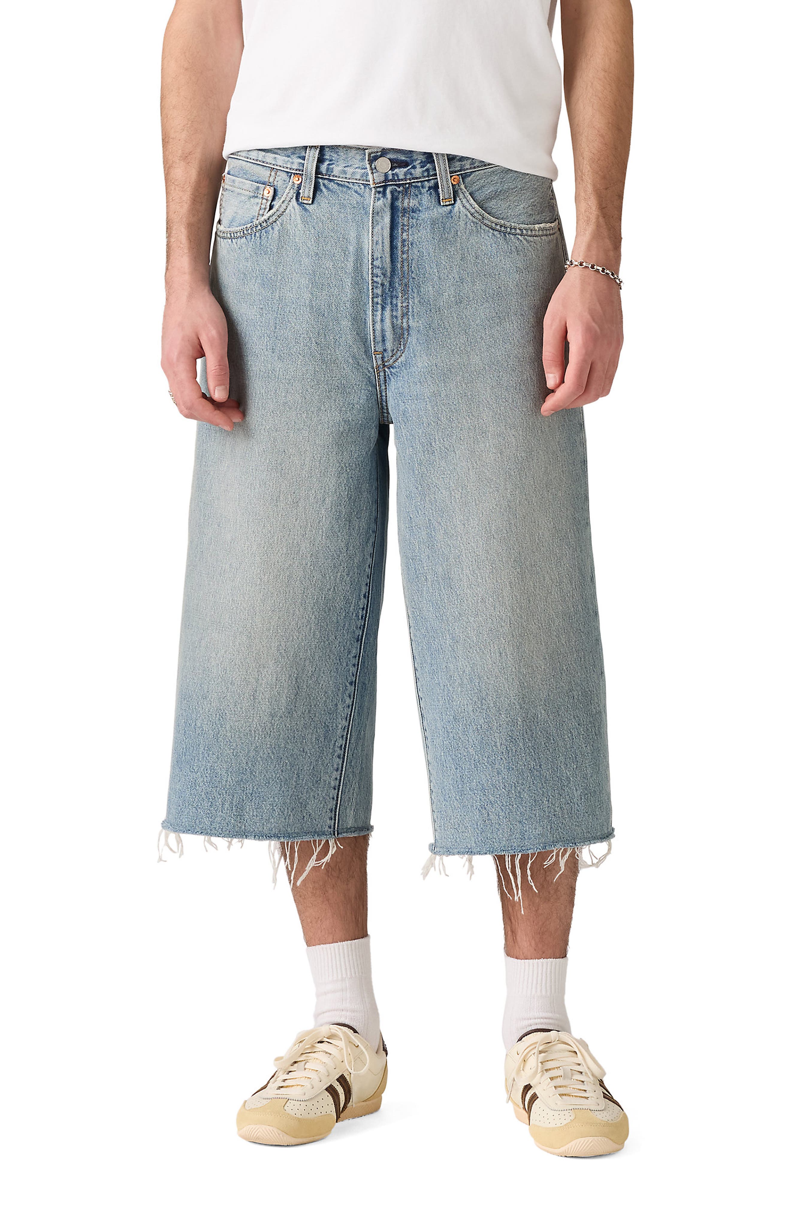 478 Raw Hem Baggy Capri Jeans
