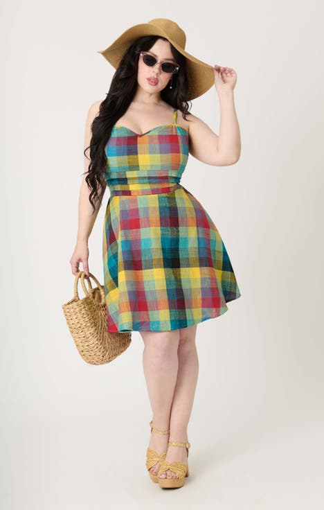 Plus Size 1950s Sleeveless Cotton Flare Dress