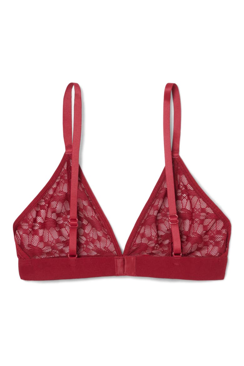 Wireless Lace Bra, Alternate, color, BORDEAUX