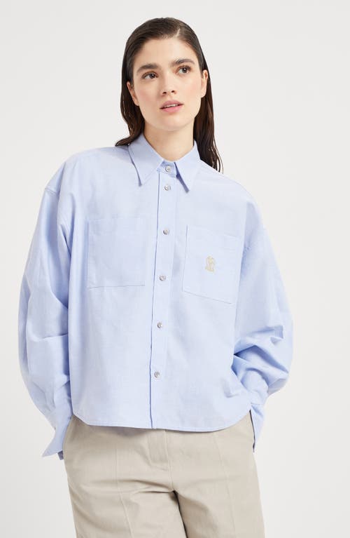 Brunello Cucinelli Oxford Shirt In Azure