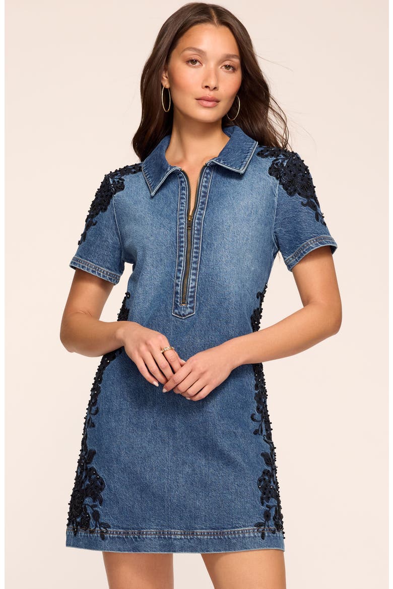 Parker Embroidered Shift Dress, Alternate, color, MID CERULEAN
