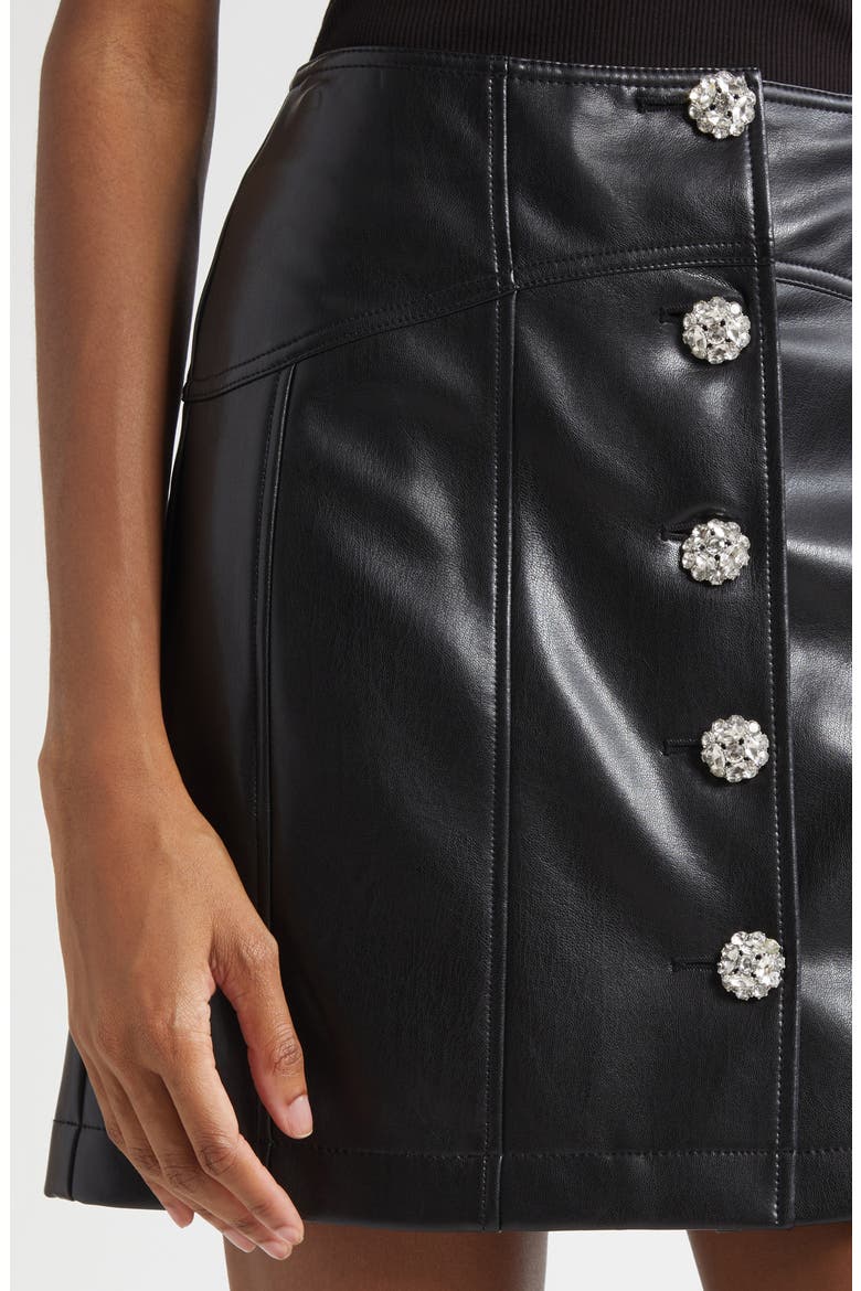 Claudia Button Front A-Line Skirt, Alternate, color, BLACK