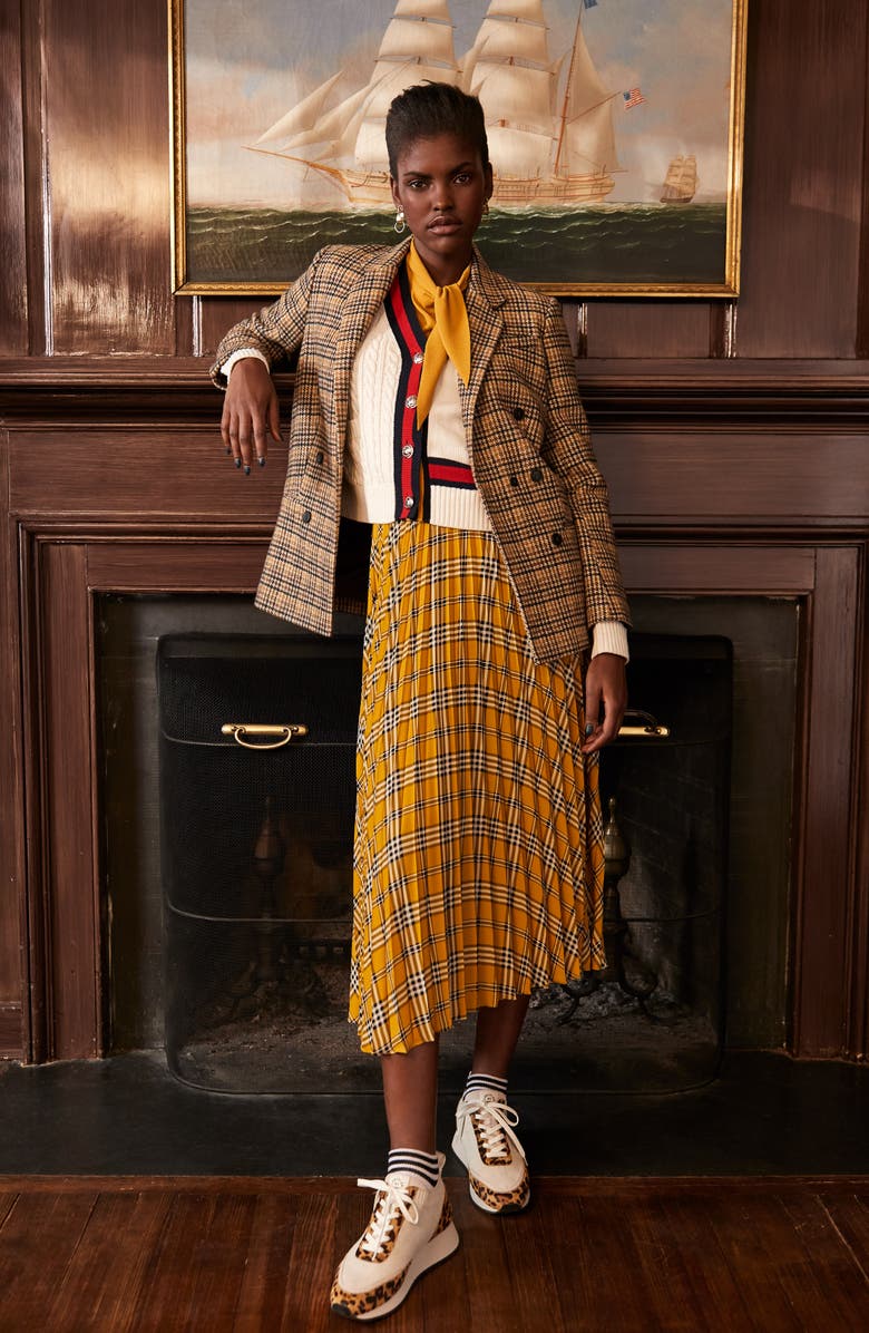 Vince Camuto Highland Plaid Pleated Skirt, Alternate, color, 