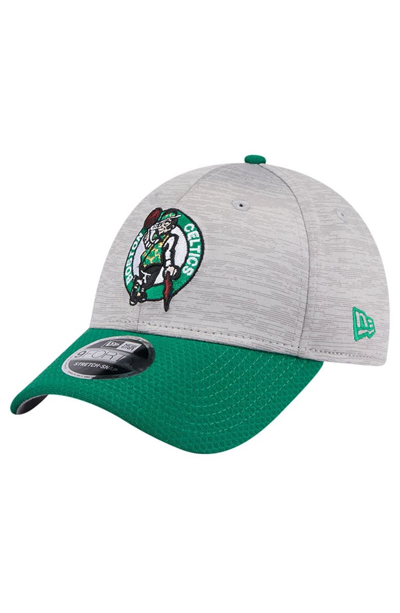 New Era Men's New Era Heather Gray/Kelly Green Boston Celtics Active Digi-Tech Two-Tone 9FORTY Adjustable Hat, Main, color,
