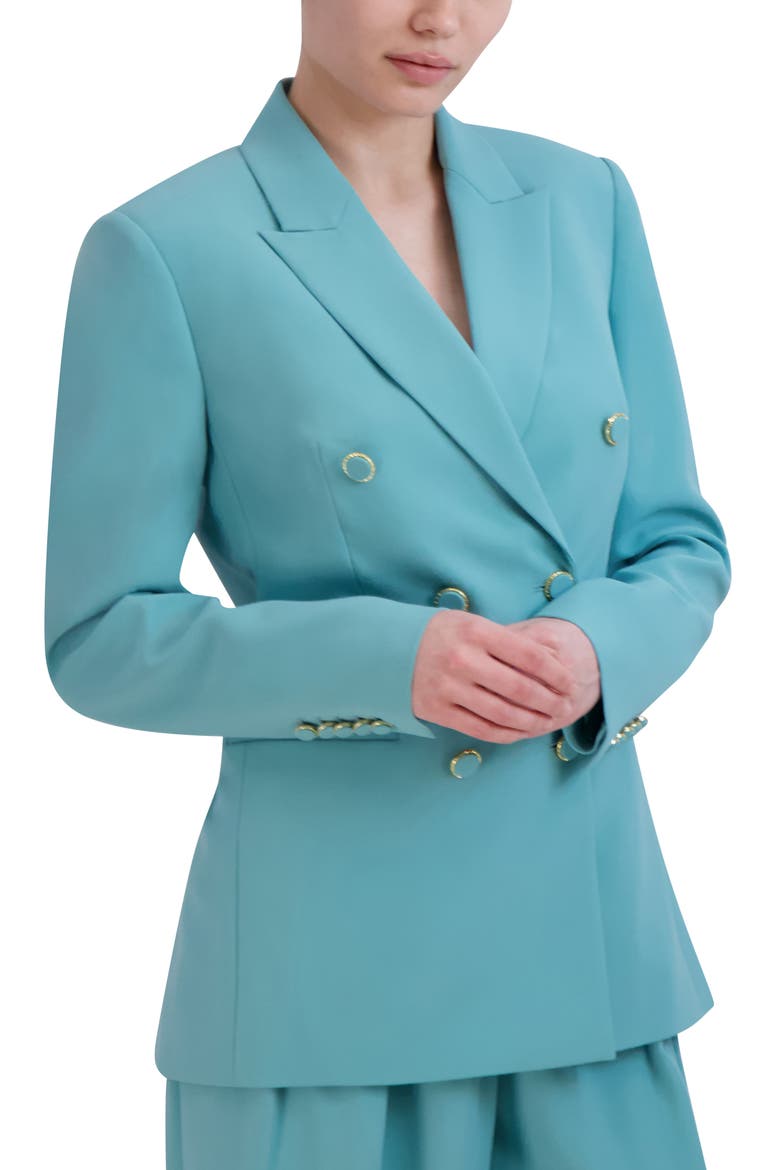 Double Breasted Blazer, Alternate, color, TURQUOISE