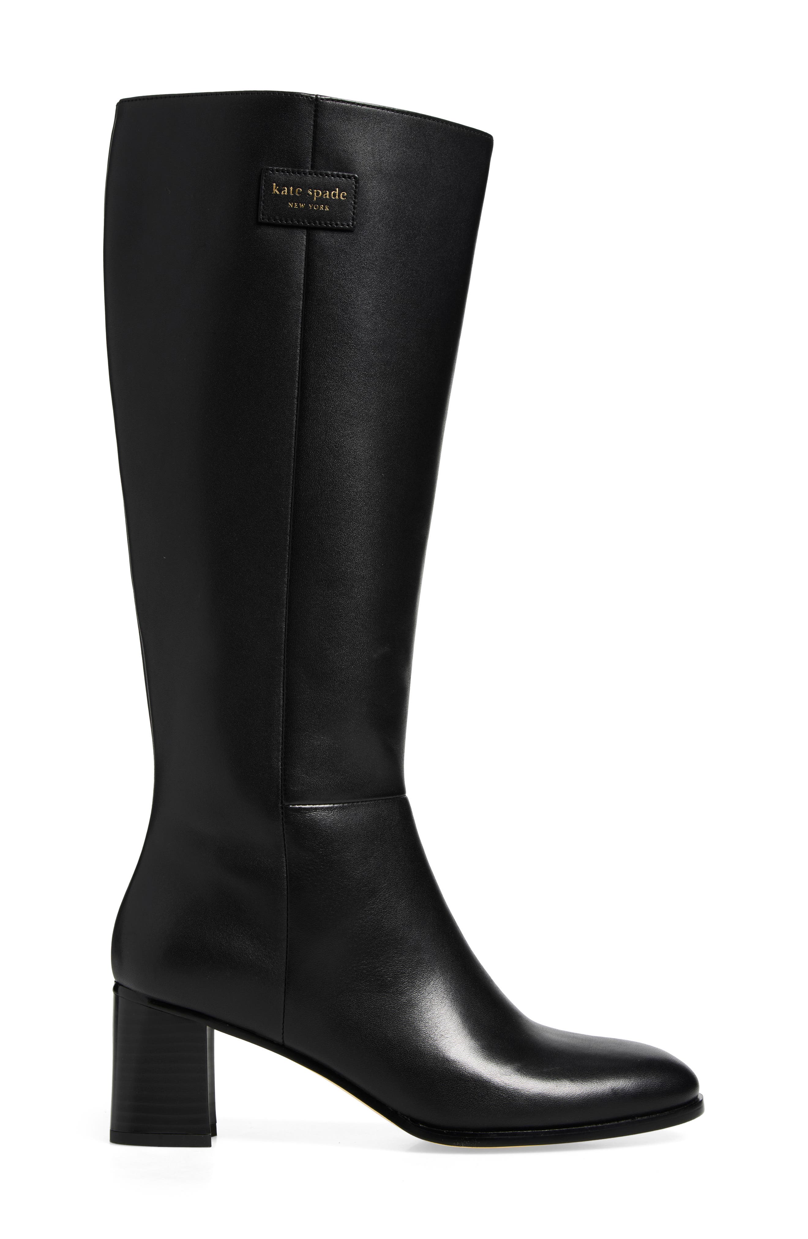 Angie Leather Knee High Boot, Alternate, color, BLACK